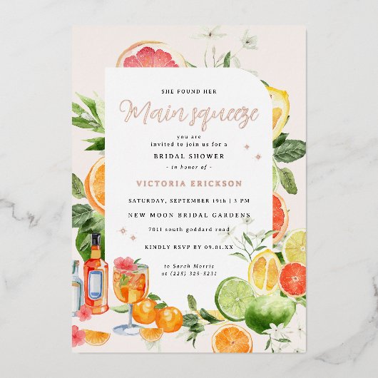 Main Squeeze Citrus Bruiloft Uitnodiging (Voorkant)