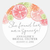 Main Squeeze Citrus Bruiloftsborrel Ronde Sticker (Voorkant)