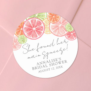 Main Squeeze Citrus Bruiloftsborrel Ronde Sticker