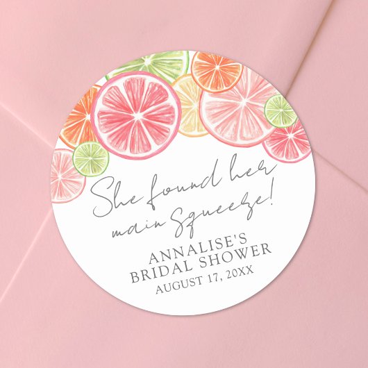 Main Squeeze Citrus Bruiloftsborrel Ronde Sticker