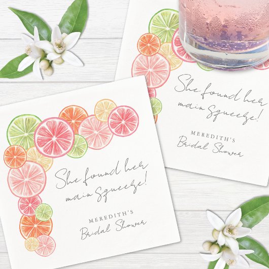 Main Squeeze Citrus Bruiloftsborrel voor de Bruid Servet