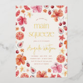 Main Squeeze Citrus Bruiloftsfeest Folie Uitnodiging (Voorkant)