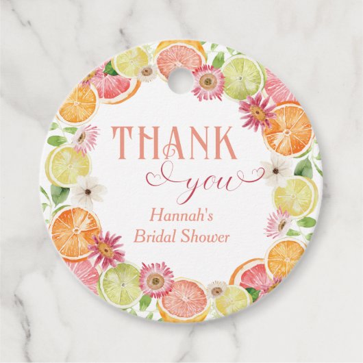 Main Squeeze Citrus Bruiloftsfeestje  Bedankjes Labels (Voorkant)