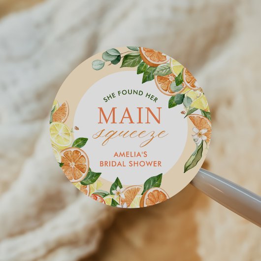Main Squeeze Citrus Bruiloftsfeestje Ronde Sticker