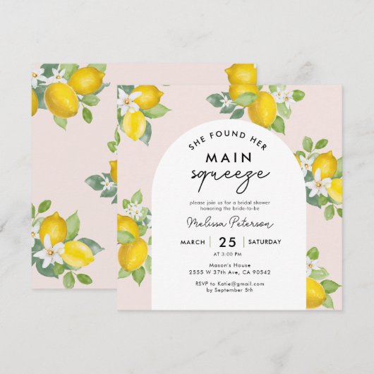 Main Squeeze Citrus Citroen Trouw Bruiloft Vierkan Kaart (Voorkant / Achterkant)