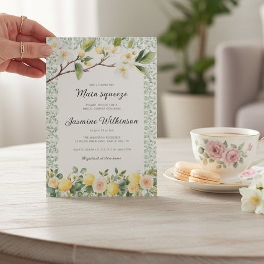 Main Squeeze Citrus Floral Bridal Shower Kaart