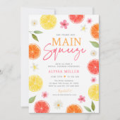 Main Squeeze Citrus Floral Vrijgezellenfeest Kaart (Voorkant)