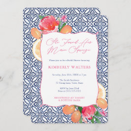 Main Squeeze Citrus Flowers Blue Wedding Shower Kaart