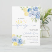 Main Squeeze Citrus Lemon Blue Vrijgezellenfeest Kaart (Staand voorkant)