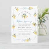 Main Squeeze Citrus Lemon Ribbons Vrijgezellenfees Kaart (Staand voorkant)