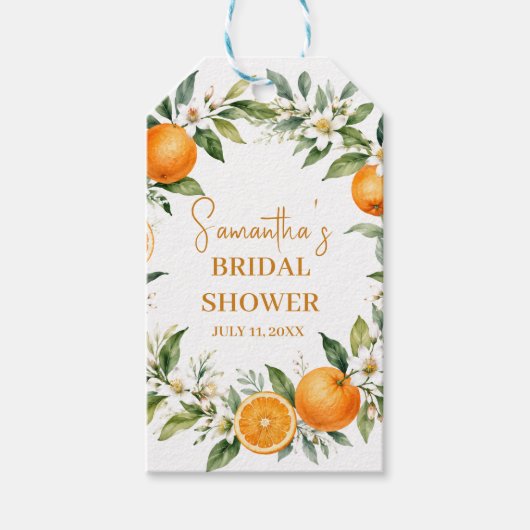 Main Squeeze Citrus Oranje Bruiloftsfeest Cadeaulabel (Voorkant)