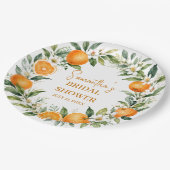 Main Squeeze Citrus Oranje Bruiloftsfeest Papieren Bordje (Gekanteld)