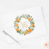 Main Squeeze Citrus Oranje Bruiloftsfeest Ronde Sticker (Envelop)