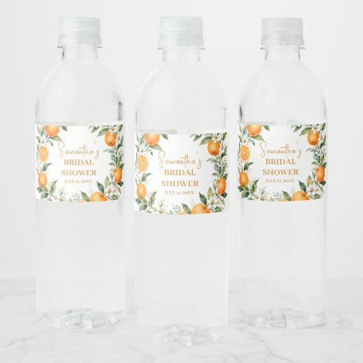 Main Squeeze Citrus Oranje Bruiloftsfeest Waterfles Etiket (Flessen)