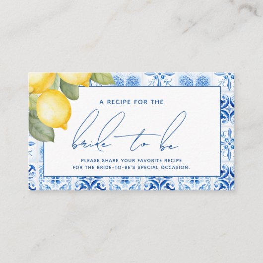 Main Squeeze Citrus Recept voor de bruid te zijn Informatiekaartje (Voorkant)