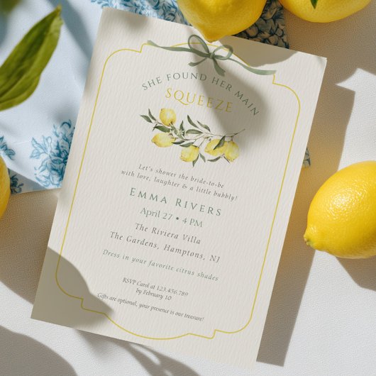 Main Squeeze Citrus Sage Green Bridal Shower Kaart