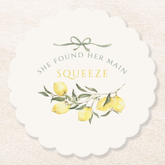 Main Squeeze Citrus Sage Groen Bruiloftsfeest Kartonnen Onderzetters (Voorkant)