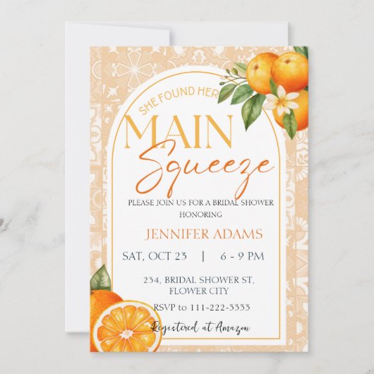 Main Squeeze Citrus Sinaasappel Zomer Vrijgezellen Kaart (Voorkant)