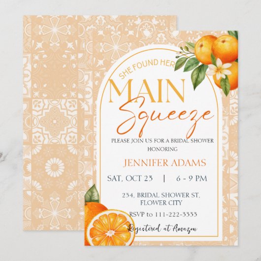 Main Squeeze Citrus Sinaasappel Zomer Vrijgezellen Kaart (Voorkant / Achterkant)