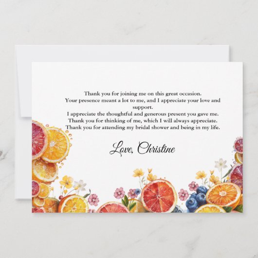 Main Squeeze Citrus Vrijgezellenfeest Dank u kaart (Achterkant)