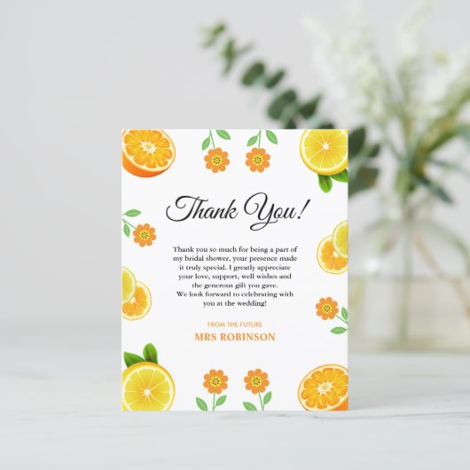Main Squeeze Citrus Vrijgezellenfeest Dank u kaart (Staand voorkant)