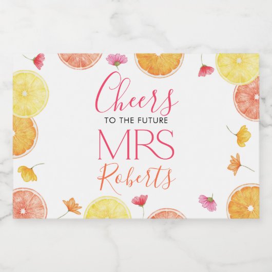 Main Squeeze Citrus Vrijgezellenfeest Dank u kaart Sparkling Wijnetiket (Enkel label)