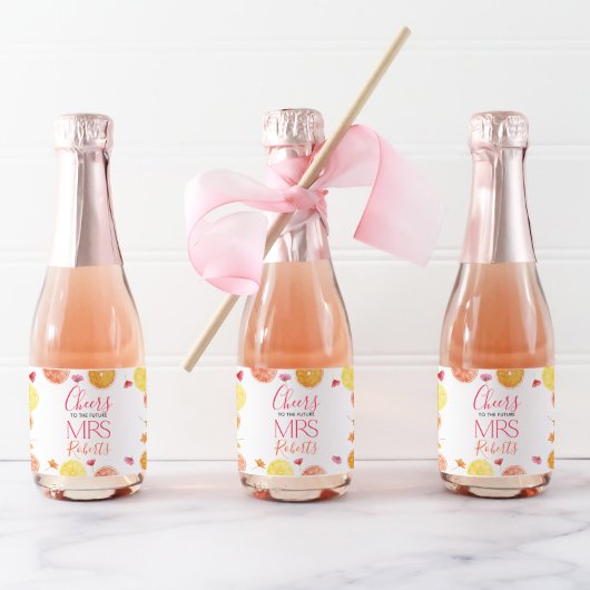 Main Squeeze Citrus Vrijgezellenfeest Dank u kaart Sparkling Wijnetiket