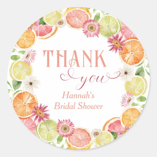 Main Squeeze Citrus Vrijgezellenfeest Dank u Ronde Sticker (Voorkant)