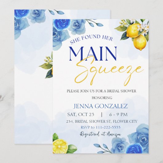 Main Squeeze Citrus Vrijgezellenfeest Kaart (Voorkant / Achterkant)