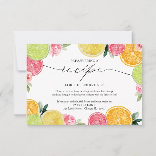 Main Squeeze Citrus Vrijgezellenfeest Recept Aanvr Kaart (Voorkant)