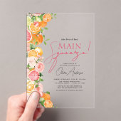 Main Squeeze Citrus Vrijgezellenfeest Sinaasappel Acryl Uitnodigingen (Insitu (Draagbaar))