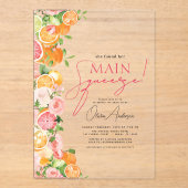 Main Squeeze Citrus Vrijgezellenfeest Sinaasappel Acryl Uitnodigingen