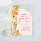 Main Squeeze Citrus Vrijgezellenfeest Sinaasappel Acryl Uitnodigingen