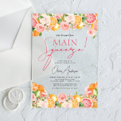 Main Squeeze Citrus Vrijgezellenfeest Sinaasappel Acryl Uitnodigingen