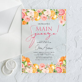 Main Squeeze Citrus Vrijgezellenfeest Sinaasappel Acryl Uitnodigingen