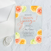 Main Squeeze Citrus Vrijgezellenfeest Sinaasappel Acryl Uitnodigingen