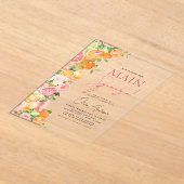 Main Squeeze Citrus Vrijgezellenfeest Sinaasappel Acryl Uitnodigingen (Laagn)