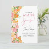 Main Squeeze Citrus Vrijgezellenfeest Sinaasappel Kaart (Staand voorkant)