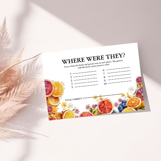 Main Squeeze Citrus waar waren ze Bridal Game Informatiekaartje