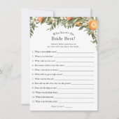 Main Squeeze Citrus Wie kent de bruid Beste spel Kaart (Voorkant)