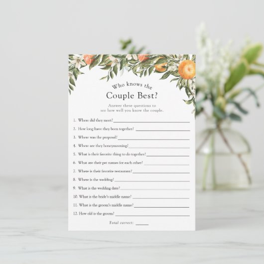 Main Squeeze Citrus Wie weet het paar beste spel Kaart (Staand voorkant)