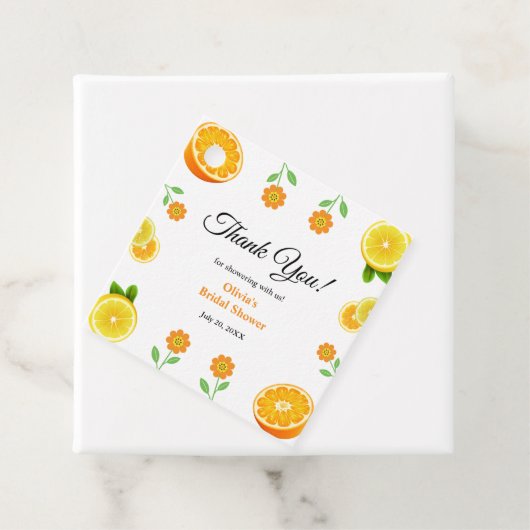 Main Squeeze Citrus Zomer Bruiloft Lemon Bruidsfee Bedankjes Labels (In situ)