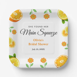 Main Squeeze Citrus Zomer Bruiloft Lemon  Papieren Bordje
