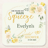 Main Squeeze Elegant Lemon Floral Vrijgezellenfees Kartonnen Onderzetters (Voorkant)