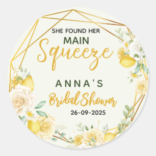 Main Squeeze Elegante Citroen Bloemachtige Bruidsd Ronde Sticker