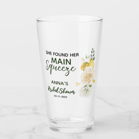 Main Squeeze Elegante Citroen Bloemige Bruids-Show Glas (Voorkant)