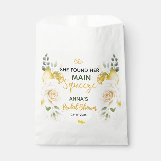 Main Squeeze Elegante Citroen Bloemige Bruidsfeest Bedankzakje (Voorkant)