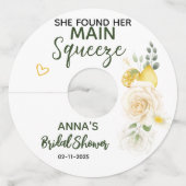 Main Squeeze Elegante Citroen Bloemrijke Bruids-Sh Wijnglaslabel (Achterkant)