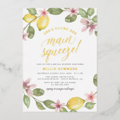 Main Squeeze Floral Lemon Wreater Vrijgezellenfees Folie Uitnodiging (Voorkant)