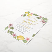Main Squeeze Floral Lemon Wreater Vrijgezellenfees Folie Uitnodiging (Gedraaid)
